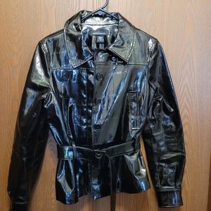 Ladies Genuine Black Patent Leather Jacket S